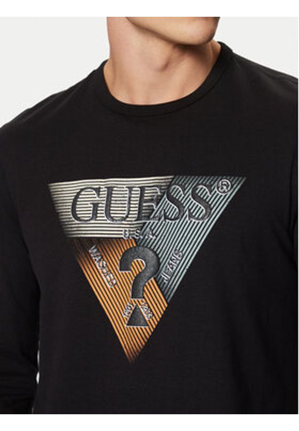 Guess Longsleeve M5RI15 J1314 Czarny Slim Fit. Kolor: czarny. Materiał: bawełna. Długość rękawa: długi rękaw