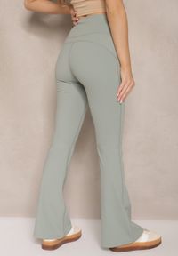 Renee - Miętowe Legginsy Dzwony High Waist Korivienne. Okazja: na co dzień. Stan: podwyższony. Kolor: zielony. Styl: elegancki, casual