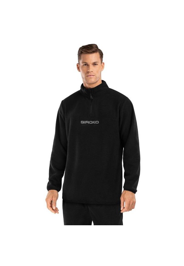 SIROKO - Bluza z grubego polaru do sportów zimowych męska Shadow. Kolor: czarny. Materiał: polar. Sezon: zima. Sport: narciarstwo