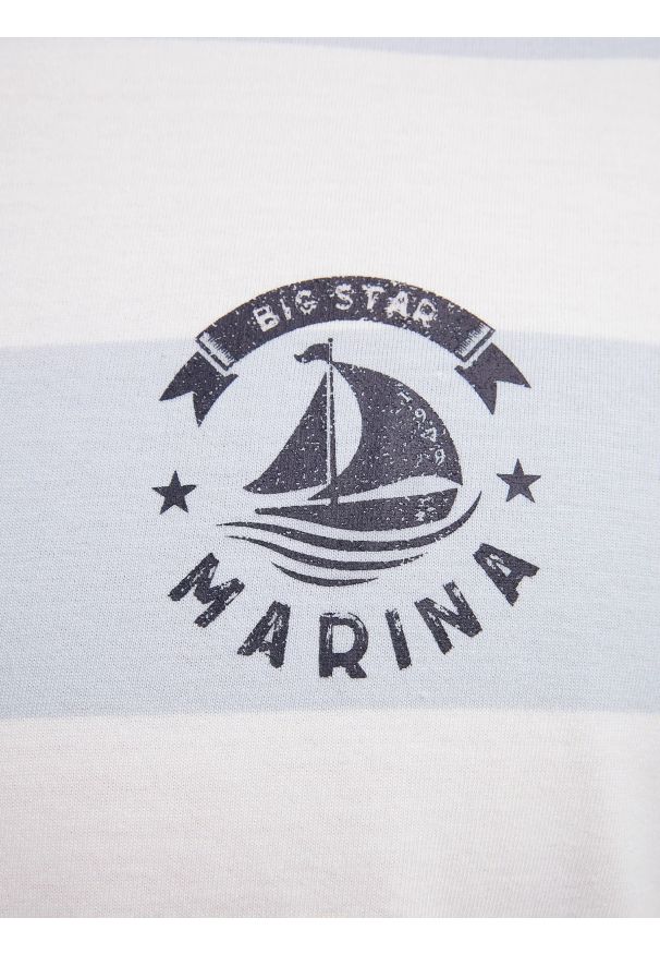 Big-Star - Koszulka męska w paski biało-niebieska Remir 400. Kolor: niebieski. Materiał: dzianina, jeans. Wzór: paski. Sezon: lato