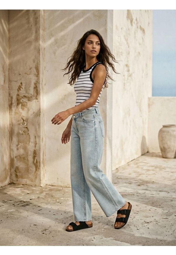 Sinsay - Bawełniany top w paski - wielobarwny. Materiał: bawełna. Wzór: paski