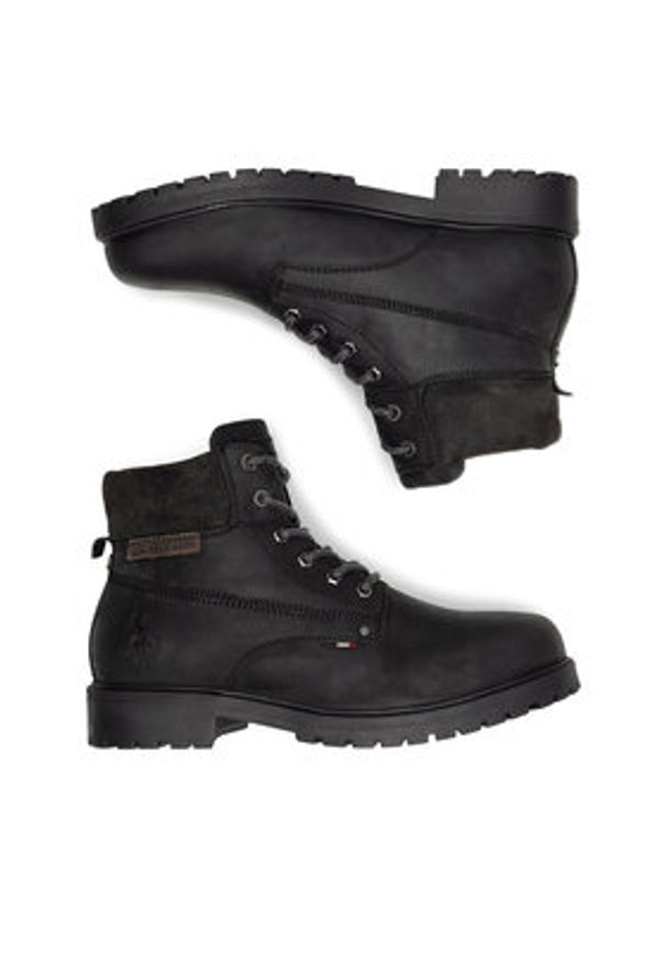 U.S. Polo Assn. Trapery YUMI002M/DL1 Czarny. Kolor: czarny. Materiał: nubuk, skóra