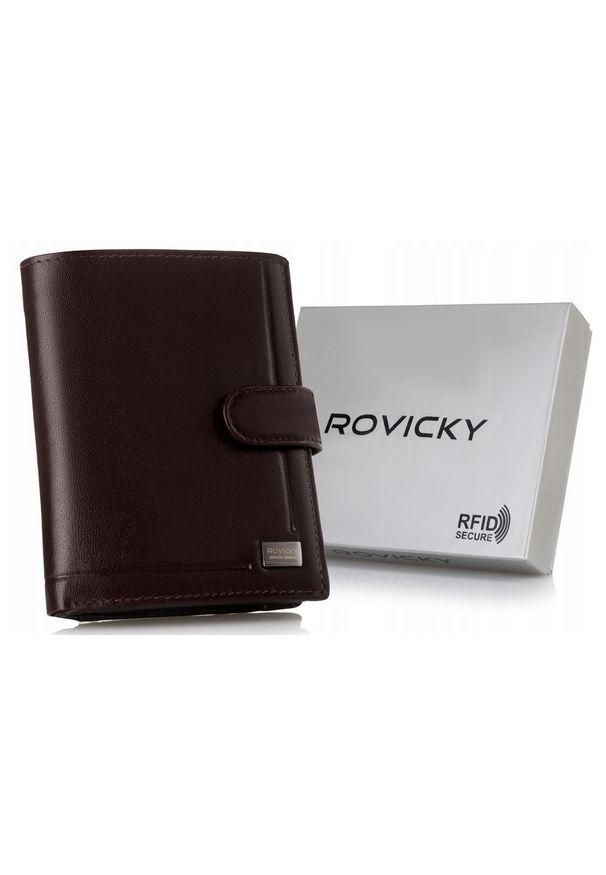 ROVICKY - Portfel skórzany Rovicky PC-104L-BAR brązowy. Kolor: brązowy. Materiał: skóra