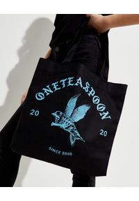 ONETEASPOON - EDYCJA LIMITOWNA OneTeaspoon x Moliera 2 - Czarna torba shopper z logo. Kolor: czarny. Wzór: nadruk. Styl: klasyczny. Rodzaj torebki: na ramię