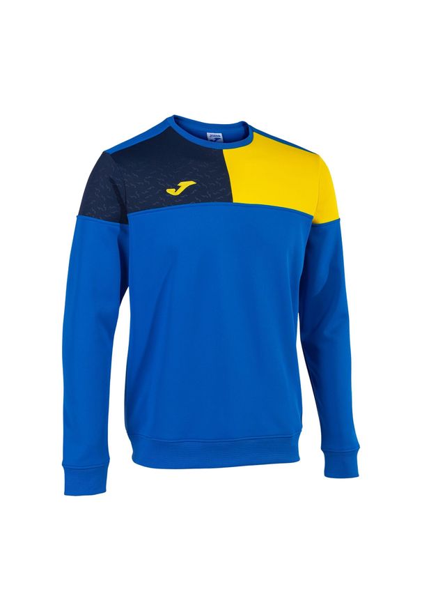 Bluza Joma Crew V. Kolor: niebieski, wielokolorowy, żółty. Materiał: materiał, jersey. Wzór: kolorowy, paski. Sport: piłka nożna