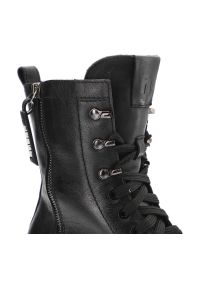 Czarne Botki Nessi Skórzane Buty Damskie. Zapięcie: sznurówki. Kolor: czarny. Materiał: skóra. Styl: elegancki #8