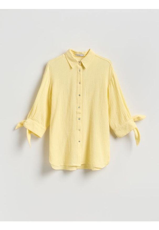 Reserved - Muślinowa koszula - jasnożółty. Kolor: żółty. Materiał: bawełna