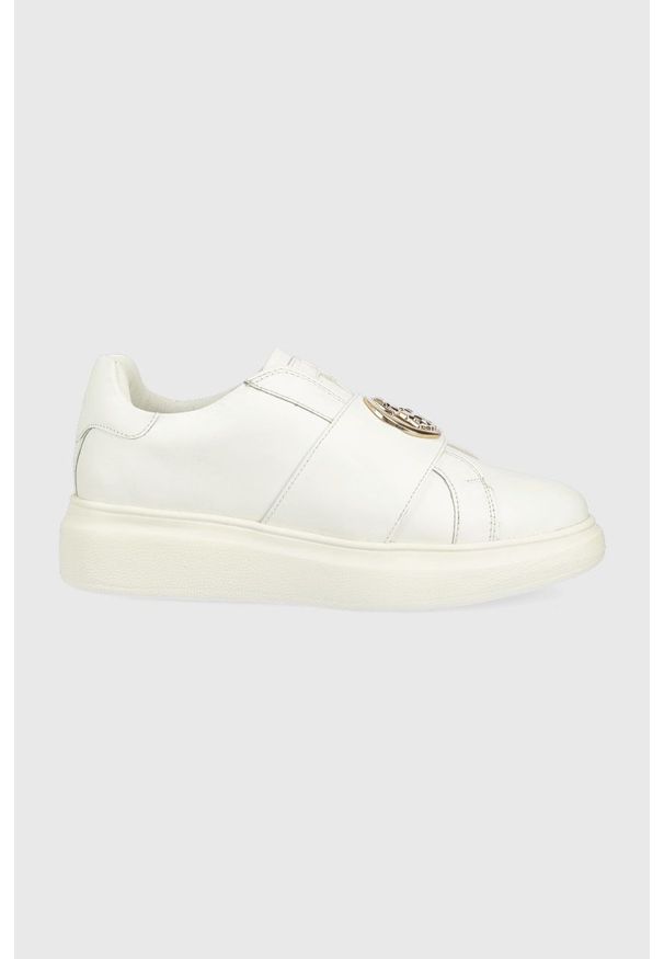 U.S. Polo Assn. sneakersy skórzane kolor biały. Nosek buta: okrągły. Kolor: biały. Materiał: skóra. Obcas: na platformie
