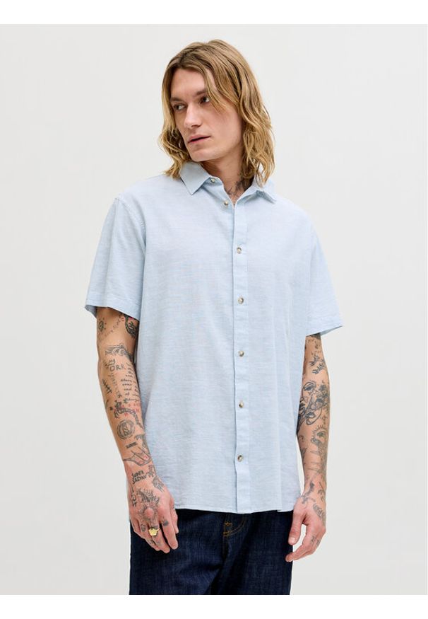 Jack & Jones Koszula Summer 12289160 Błękitny Regular Fit. Kolor: niebieski. Materiał: len