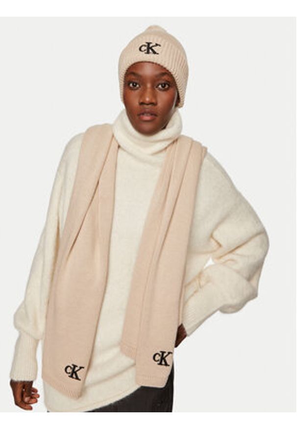 Calvin Klein Czapka Seasonal K60K612653 Beżowy. Kolor: beżowy. Materiał: materiał, bawełna