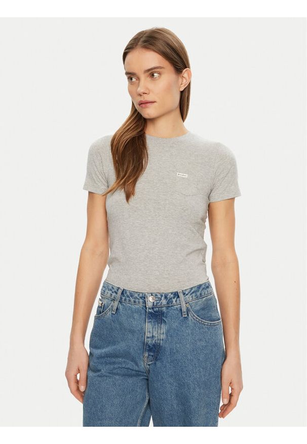 Guess Jeans T-Shirt W5RI52 J1314 Szary Regular Fit. Kolor: szary. Materiał: bawełna
