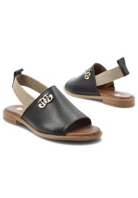 Sandały damskie Armodo, cholewka ze skóry naturalnej wsuwany fason elastyczna gumka z tyłu odkryte palce, czarne, 40473. Okazja: na co dzień. Zapięcie: pasek. Kolor: czarny. Wzór: aplikacja. Materiał: skóra. Sezon: lato. Obcas: na obcasie. Styl: casual, elegancki, klasyczny. Wysokość obcasa: niski #3