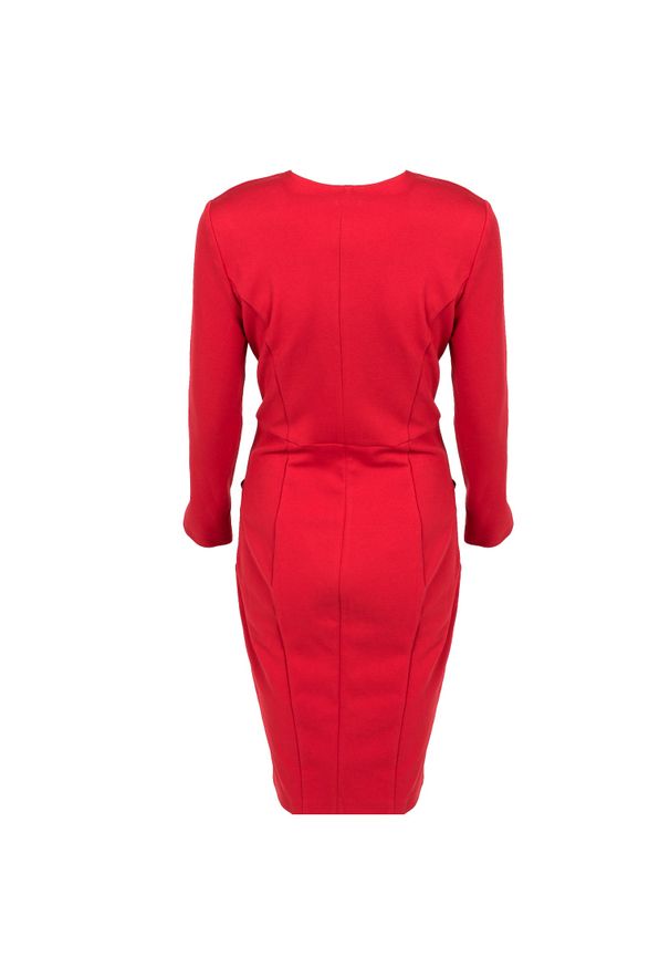 Pinko Sukienka "Quintino" | 1G158X 1739 | Kobieta | Czerwony. Okazja: na spotkanie biznesowe. Typ kołnierza: dekolt kopertowy. Kolor: czerwony. Materiał: poliamid, elastan, wiskoza. Typ sukienki: kopertowe. Styl: biznesowy. Długość: midi