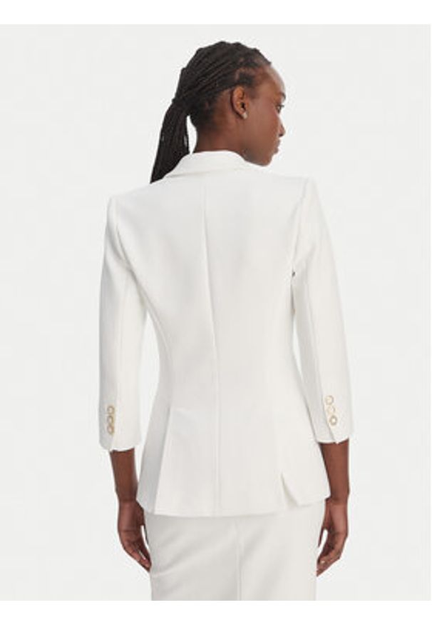Elisabetta Franchi Marynarka GI-215-61E2-V590 Biały Regular Fit. Kolor: biały. Materiał: syntetyk