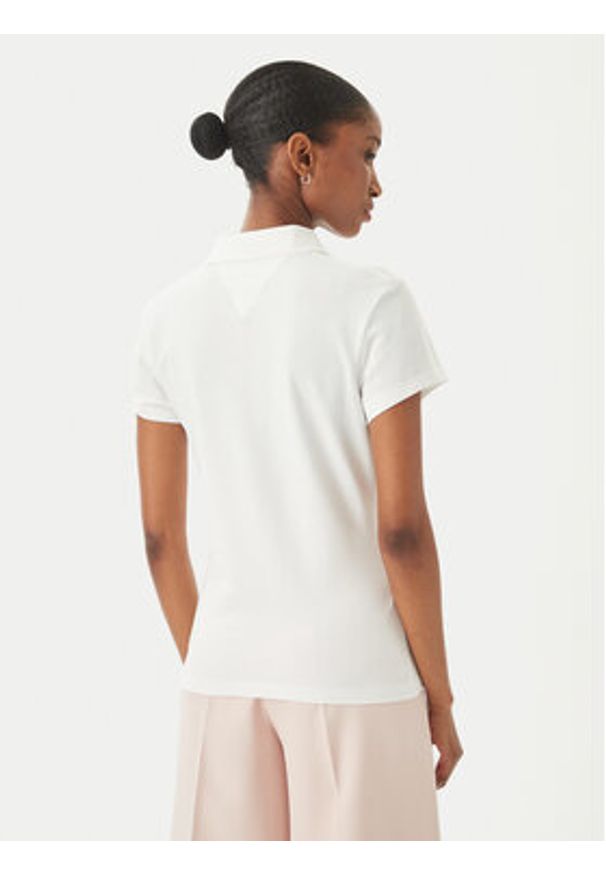 TOMMY HILFIGER - Tommy Hilfiger Polo 1985 Logo WW0WW49259 Biały Slim Fit. Typ kołnierza: polo. Kolor: biały. Materiał: bawełna