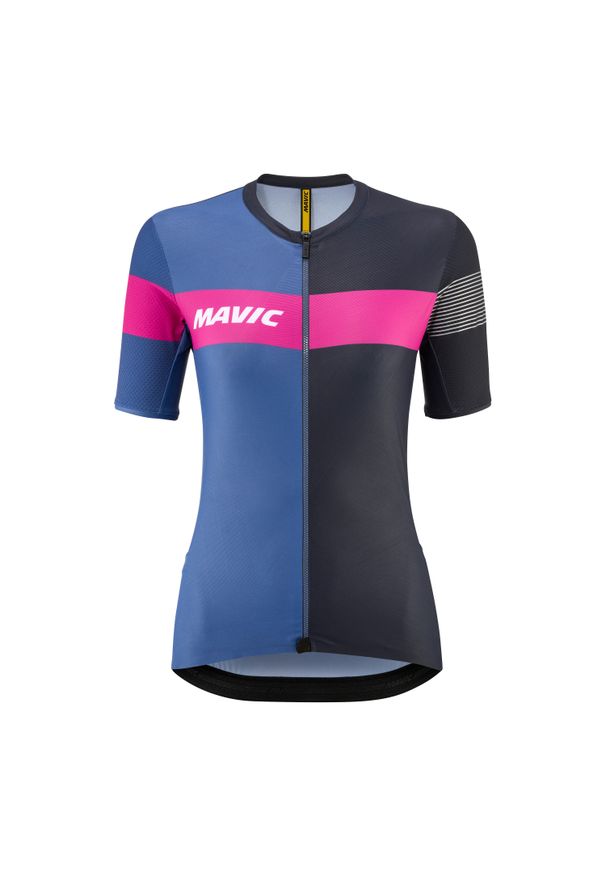 MAVIC - Damska koszulka z krótkim rękawem Mavic Ksyrium Pro. Kolor: niebieski, fioletowy, wielokolorowy. Długość rękawa: krótki rękaw. Długość: krótkie. Sport: kolarstwo