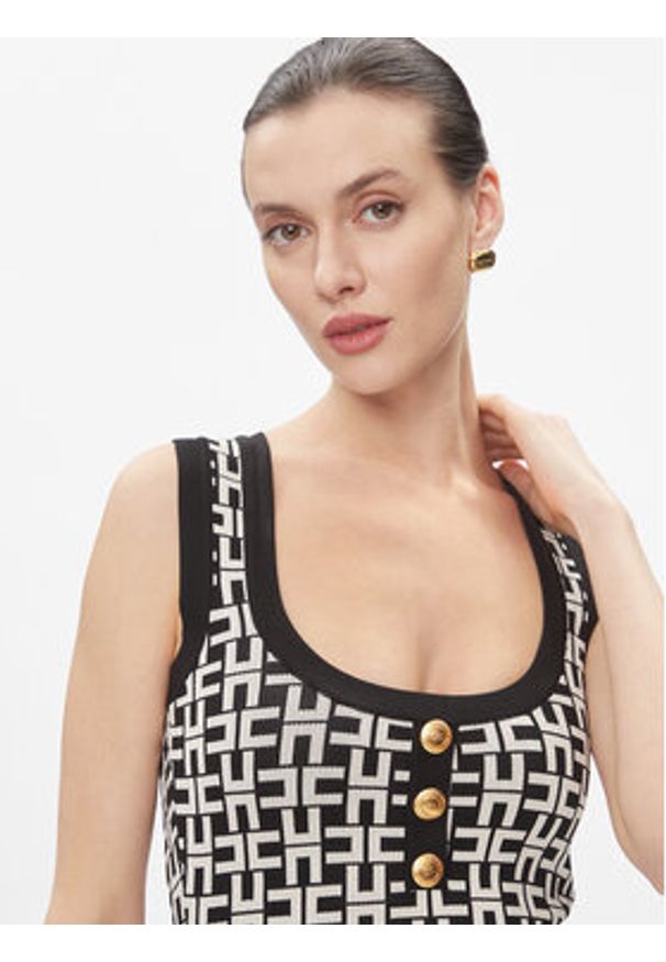 Elisabetta Franchi Sukienka dzianinowa AM-55Z-41E2-V460 Czarny Slim Fit. Kolor: czarny. Materiał: syntetyk
