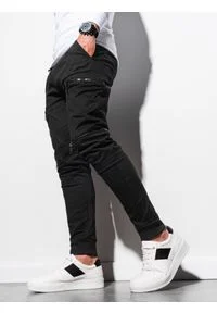 Ombre Clothing - Spodnie męskie joggery P997 - granatowe - XXL. Kolor: niebieski. Materiał: elastan, bawełna #1