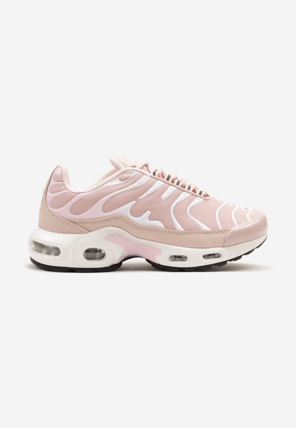 Renee - Jasnoróżowe Buty Sportowe Sneakersy z Geometrycznym Tłoczeniem Vulinea. Okazja: na co dzień, na spacer. Zapięcie: sznurówki. Kolor: różowy. Materiał: jeans. Wzór: geometria. Obcas: na platformie. Sport: turystyka piesza