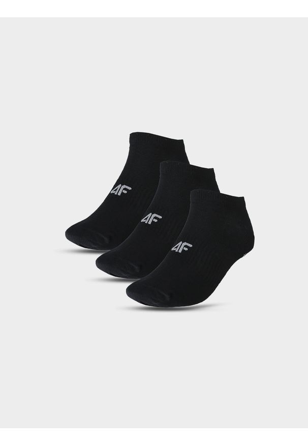 4f - 4F Skarpety casual przed kostkę (3-pack) męskie - czarne 43-46. Kolor: czarny. Materiał: bawełna, włókno, materiał, poliamid