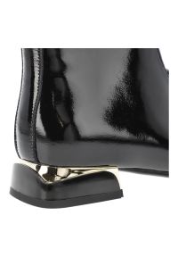 Czarne Botki S.Barski Lakierowane Buty Damskie. Zapięcie: klamry. Kolor: czarny. Materiał: lakier. Obcas: na obcasie. Styl: elegancki. Wysokość obcasa: średni #8