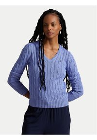 Polo Ralph Lauren Sweter 211971870005 Błękitny Slim Fit. Typ kołnierza: polo. Kolor: niebieski. Materiał: bawełna #1