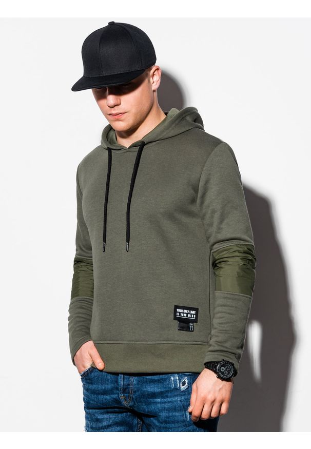 Brązowa bluza Ombre Clothing z kapturem, z aplikacjami