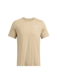 T-shirt męski Under Armour UA M Sportstyle Lc Ss - beżowy. Kolor: beżowy. Materiał: bawełna, poliester, materiał. Wzór: nadruk