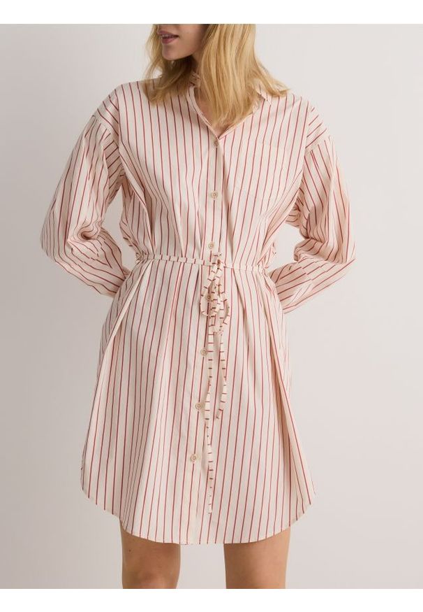 Reserved - Koszulowa sukienka mini - wielobarwny. Materiał: tkanina, bawełna. Typ sukienki: koszulowe. Długość: mini