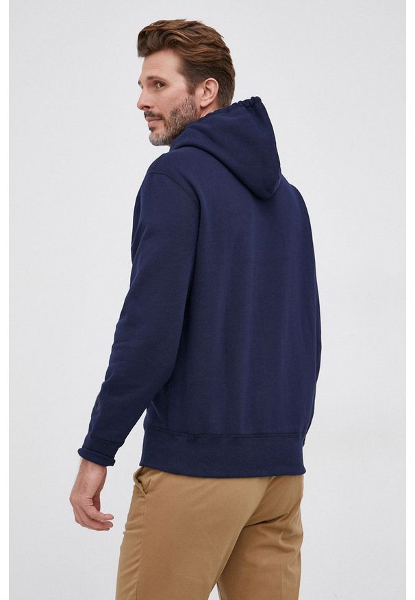 Polo Ralph Lauren Bluza męska kolor granatowy z kapturem z aplikacją. Okazja: na co dzień. Typ kołnierza: polo, kaptur. Kolor: niebieski. Wzór: aplikacja. Styl: casual