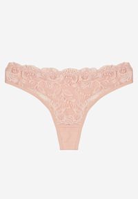 Born2be - Różowe Koronkowe Majtki Stringi z Bawełny Venalora. Kolor: różowy. Materiał: koronka, bawełna #1