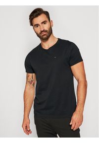 Tommy Jeans T-Shirt DM0DM04411 Czarny Slim Fit. Kolor: czarny. Materiał: bawełna