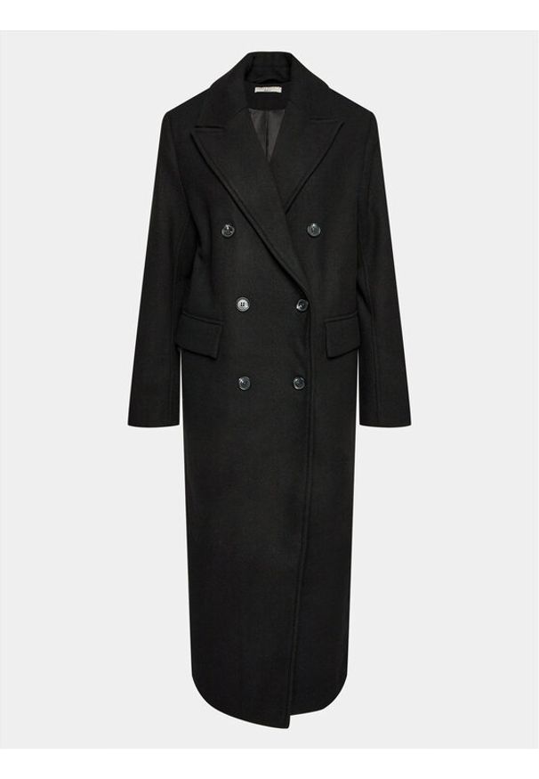 Gina Tricot Płaszcz wełniany 20497 Czarny Regular Fit. Kolor: czarny. Materiał: wełna, syntetyk