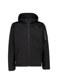 Kurtka męska turystyczna CMP 39A5027. Typ kołnierza: kaptur. Kolor: czarny. Materiał: softshell. Sport: turystyka piesza