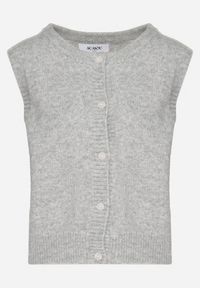 Born2be - Jasnoszara Rozpinana Kamizelka z Wełną Eravina. Okazja: na co dzień. Kolor: szary. Materiał: wełna. Styl: klasyczny, casual, elegancki #5