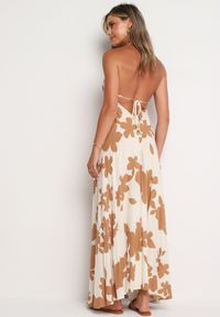 Born2be - Biała Rozkloszowana Sukienka z Wiskozy na Ramiączkach w Kwiaty Nansora. Okazja: na co dzień. Kolor: biały. Materiał: wiskoza. Długość rękawa: na ramiączkach. Wzór: kwiaty. Styl: casual, elegancki #6