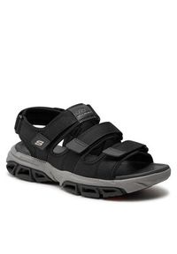 skechers - Skechers Sandały Atlan-Bodie 210444/BLK Czarny. Kolor: czarny. Materiał: materiał