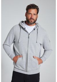 JAY-PI - Męska Rozpinana bluza z kapturem dzianina dresowa do 8XL. Typ kołnierza: kaptur. Kolekcja: plus size. Kolor: szary. Materiał: materiał, wiskoza, bawełna