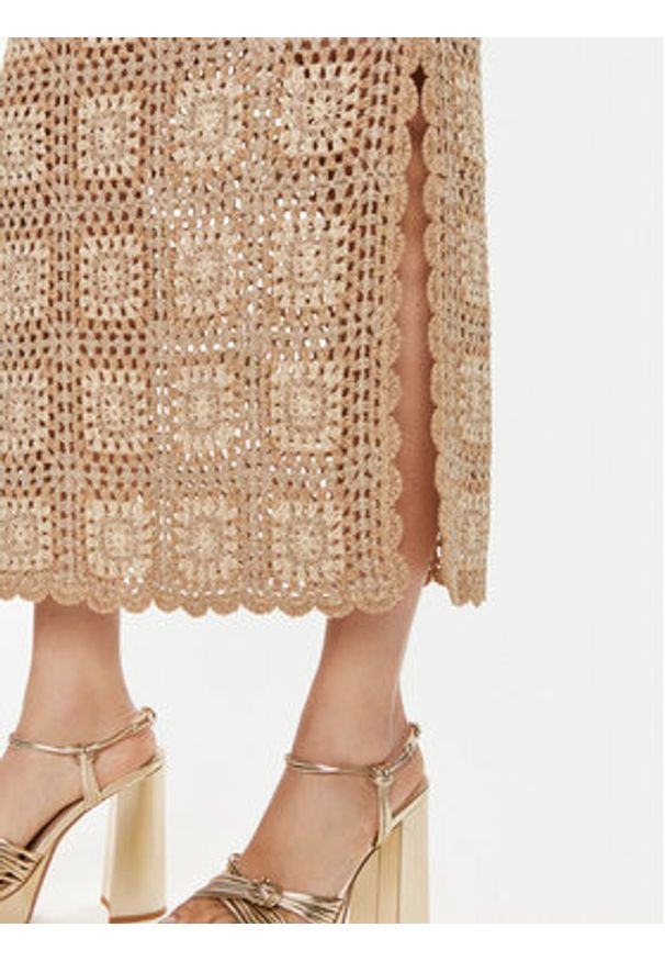 TwinSet - TWINSET Komplet top i spódnica 241TT3314 Beżowy Slim Fit. Kolor: beżowy. Materiał: wiskoza