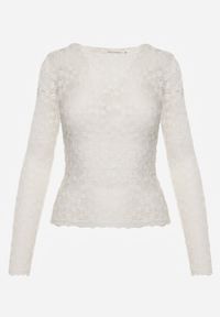 Born2be - Beżowy Bluzka Koronkowa z Transparentnego Materiału Hermatea. Okazja: na co dzień. Kolor: beżowy. Materiał: materiał, koronka. Styl: casual, elegancki, klasyczny #6