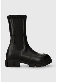 Karl Lagerfeld sztyblety skórzane ARIA damskie kolor czarny na platformie KL43280F. Nosek buta: okrągły. Kolor: czarny. Materiał: skóra. Obcas: na platformie #1