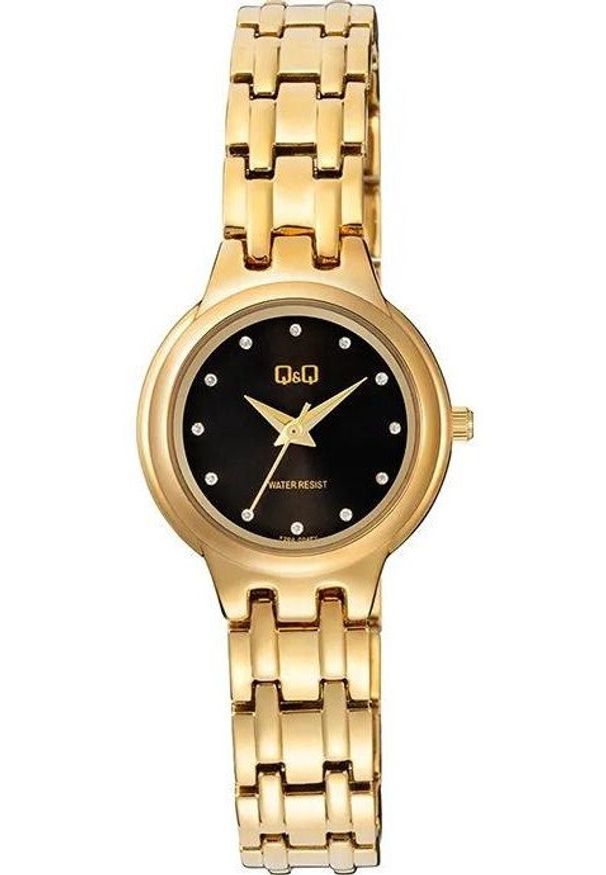 Zegarek damski QQ F20A-004P CYRKONIE złoty. Kolor: złoty