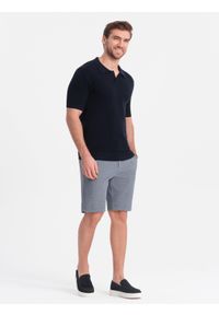 Ombre Clothing - Męskie spodenki wykonane z dwukolorowej melanżowej dzianiny - granatowe V1. Okazja: na co dzień. Kolor: niebieski. Materiał: dzianina. Wzór: melanż. Styl: casual #7