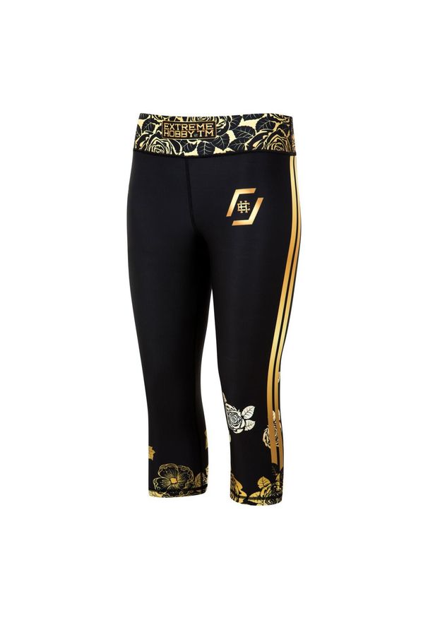 Legginsy sportowe damskie EXTREME HOBBY ROSE 3/4. Kolor: czarny. Materiał: elastan, poliester