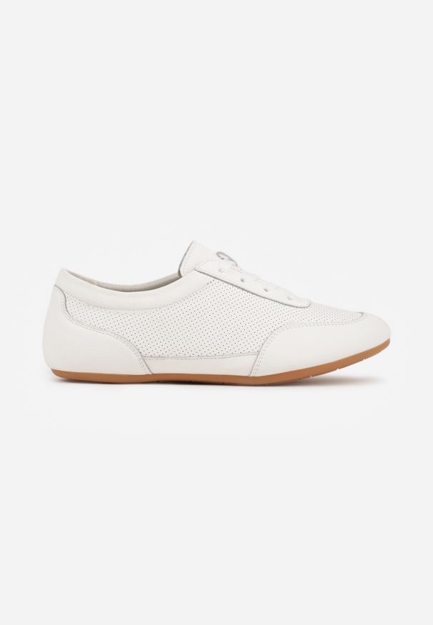 Renee - Białe Minimalistyczne Sneakersy Zamszowe ze Skórzaną Wkładką i Perforacją Zaehlisa. Okazja: na co dzień. Kolor: biały. Materiał: skóra, zamsz. Szerokość cholewki: normalna