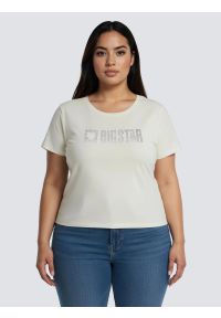 Big-Star - Koszulka damska z logo BIG STAR z cyrkonii biała Avra 100. Kolor: biały. Materiał: dzianina. Styl: klasyczny #6