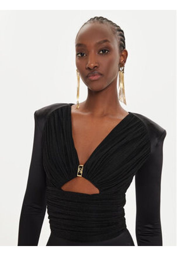 Elisabetta Franchi Kombinezon TU-019-46E2 Czarny Slim Fit. Kolor: czarny. Materiał: syntetyk