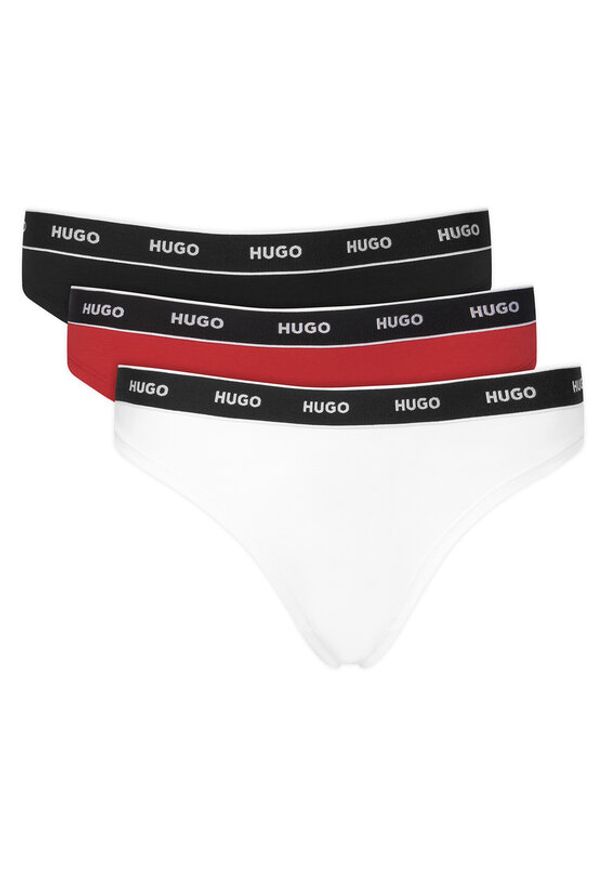 Hugo - HUGO Komplet stringów Triplet Thong Stripe 50545680 Kolorowy. Materiał: bawełna. Wzór: kolorowy