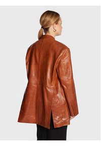 Remain Marynarka Bolette Blazer Leather RM1662 Brązowy Relaxed Fit. Kolor: brązowy. Materiał: skóra #2