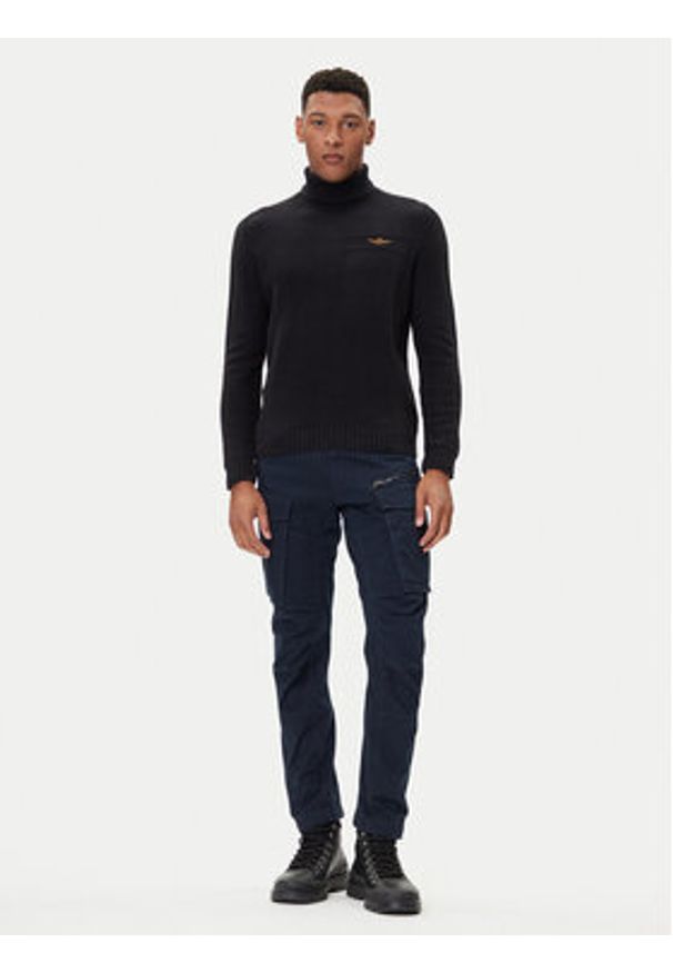 Aeronautica Militare Golf 252MA1587UL00904 Czarny Regular Fit. Typ kołnierza: golf. Kolor: czarny. Materiał: wełna, bawełna